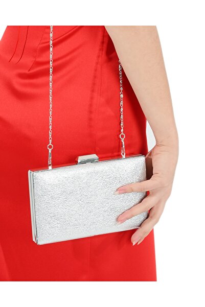 Biçanta Ασημί Χρώμα Κρυστάλλινο Ματ Δερμάτινο Βραδινό Φόρεμα Τσάντα Βραδινή Τσάντα Αρραβωνιαστική Τσάντα Γάμου Χειροποίητη