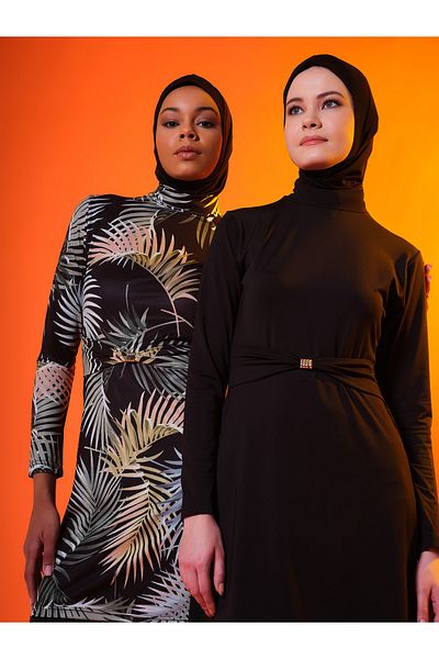 ALFASA Gold Buckle Decorated Hijab Swimsuit