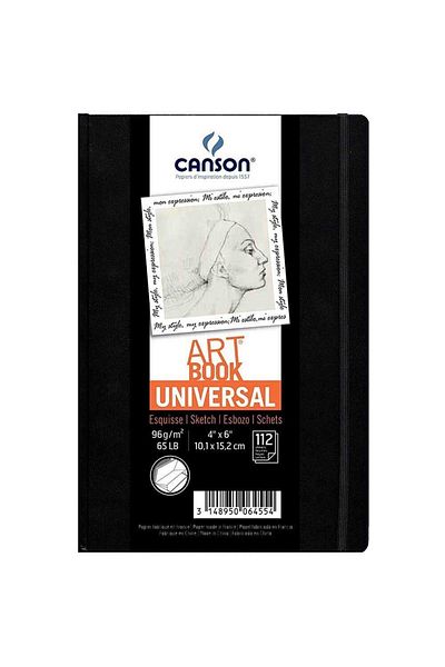 Canson Art Book Universal Hard Cover Elastic Sketch Drawing Notebook 96 Gr10.2x15.2 cm112 Pages