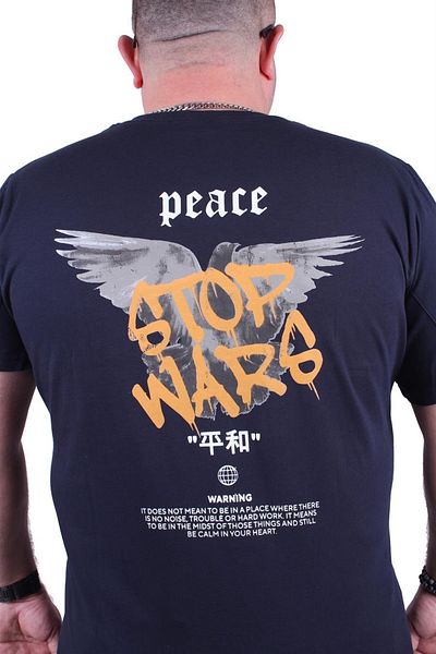 MocGrande Μπλουζάκι με λαιμόκοψη σε μεγάλο μέγεθος Peace 23100 Navy Blue