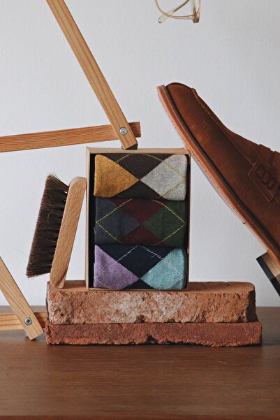 Emiliano Basco Edinburgh - 3 Çift Baklava Desenli Erkek Çorap Seti