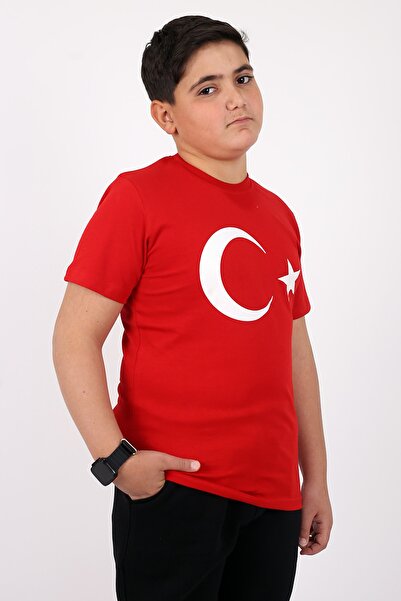 Çiggo Kids Cotton Turkish Flag T-shirt for 5-13 Years Old Children - UNISEX