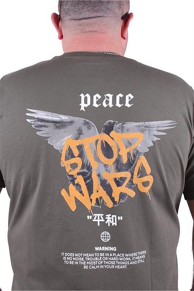 Starbattal Μπλουζάκι με λαιμόκοψη σε μεγάλο μέγεθος Peace 23100 Khaki