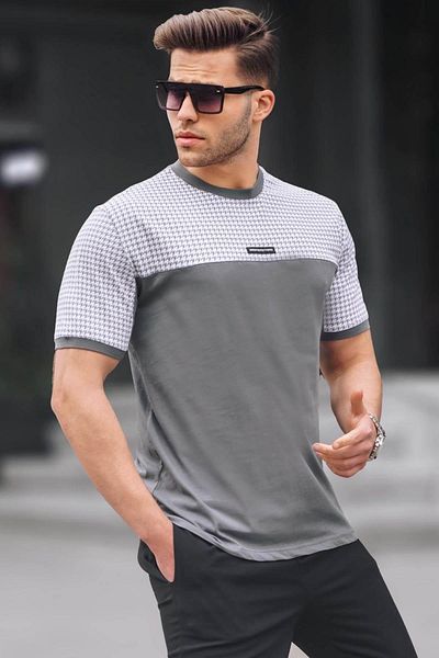 Madmext Ανδρικό μπλουζάκι Smoked Houndstooth με σχέδιο 6103