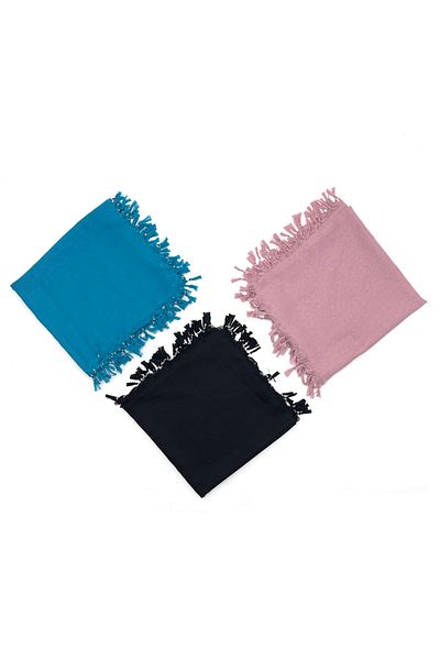Naz Ipek Pachet de 3 bumbac, culoare uni, lucrat manual cu margele, distribuire cadou 110x110cm