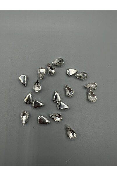 Egem aksesuar 8x13 (1.3 سم) حجر زجاجي أبيض 20 قطعة