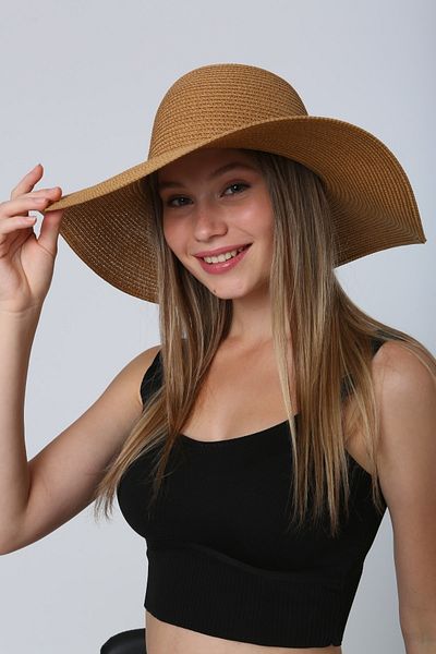FELLMENS Camel Round Straw Women's Hat