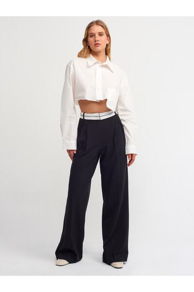 Dilvin Kıvrık Belli Yüksek Bel Pantolon