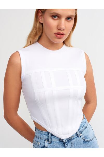 Dilvin 20625 Crop Top-alb