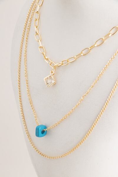 Sortie Aksesuar New Season 3-Piece Combination Necklace with Zircon Stones an...