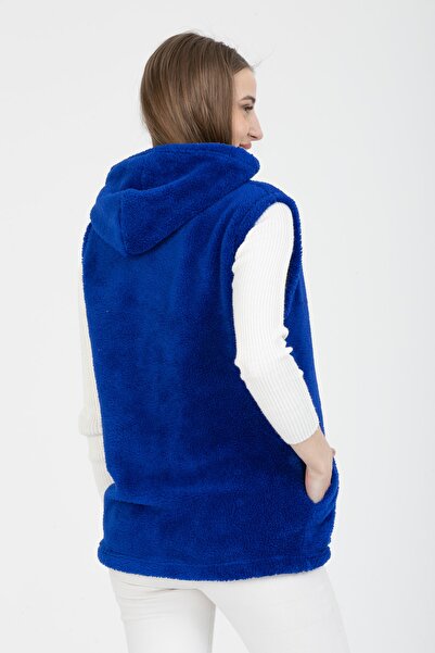 MODA VUSLAT Women's Saks Blue Short Fleece Vest