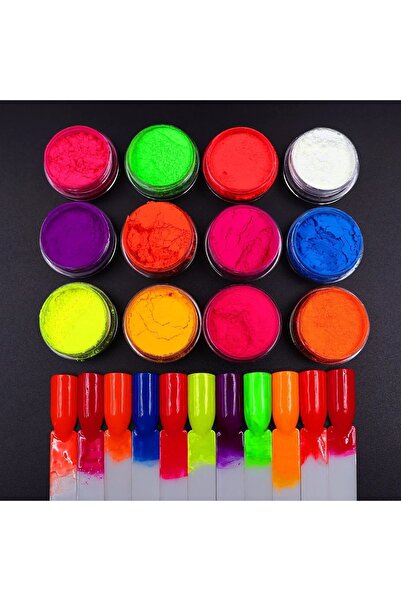 Vıola Project 12'li Neon Tırnak Pigmenti Nail Art Neon Pigment Toz Seti