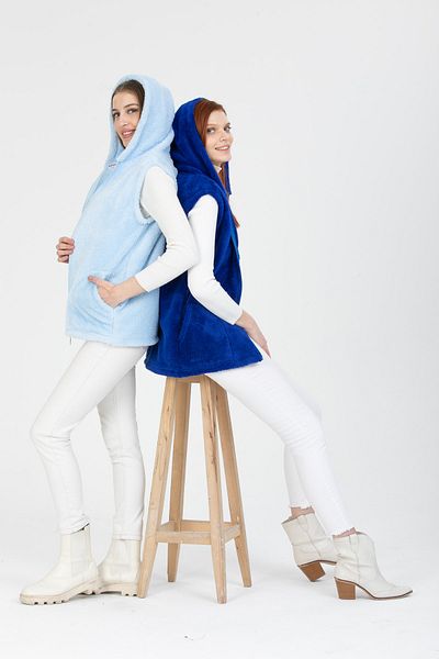 MODA VUSLAT Women's Baby Blue Short Fleece Vest