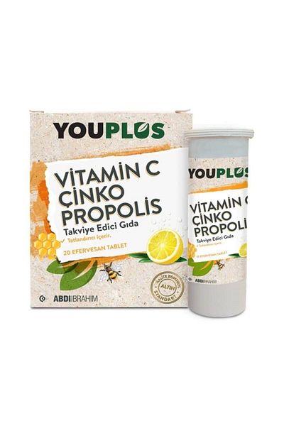 Youplus Vitamin C Zinc Propolis 20 Effervescent Tablet 3 Boxes