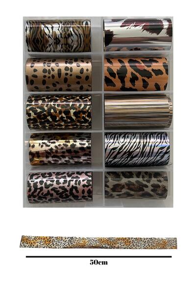 ROSALIND Leopar Desenli Nail Art Folyo Tırnak Süsleme Seti - 10 Adet