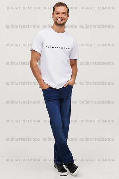 Buğraterzimoda Tricou alb pentru bărbați, cu imprimeu regulat, Futureahead