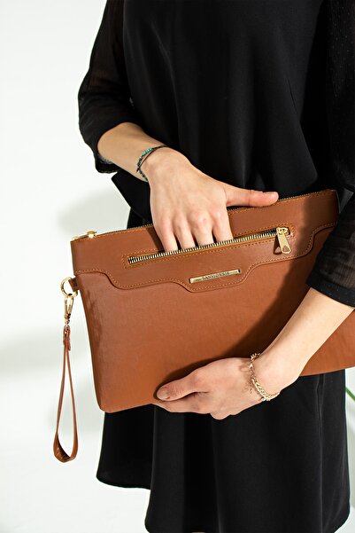 By Hakan Sn 1360 Geantă de umăr pentru femei Geantă de mână Pochetă Maro