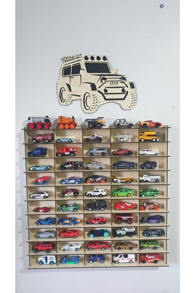 hdrlazerdizayn رف سيارة لعبة خشبي