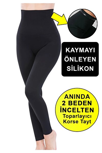 Textile Slot Kadın Silikonlu Seamless Pushup Siyah Extra Yüksek Bel ,göbek, B...