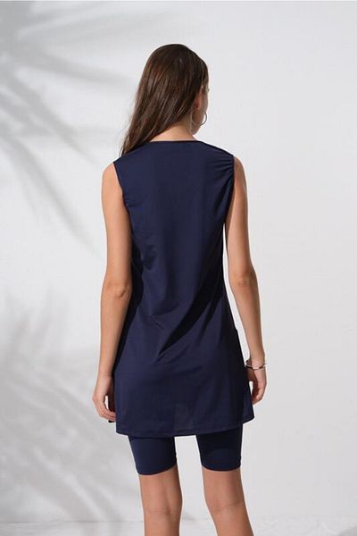 Pierre Cardin Μπλε μπλέ αμάνικο μαγιό Hijab με φερμουάρ