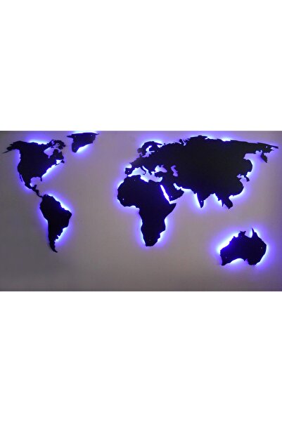 mac & need Mdf Ledli Dünya Haritası Dünya Haritası Işıklı Duvar Dekorasyonu D...