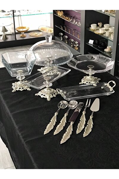 Santara Avangard Özel Tasarım Gümüş Döküm Ayak 5 Adet Sunumluk Ve 5'li Servis...