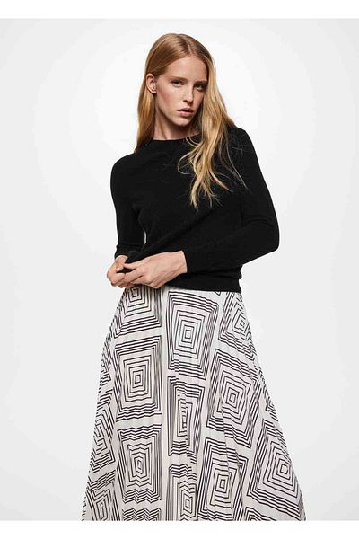 MANGO Woman Faltenrock mit geometrischem Muster