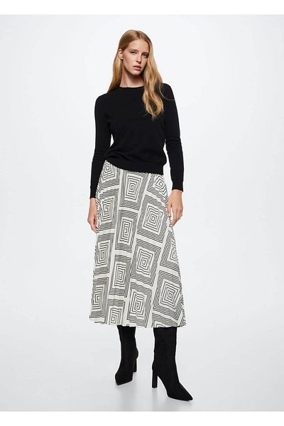 MANGO Woman Faltenrock mit geometrischem Muster