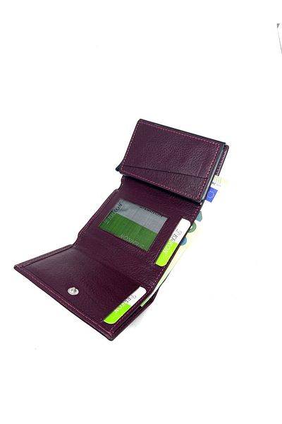 DERKON Genuine Leather Wallet with Smart Mechanism Claret Red