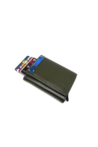 DERKON Genuine Leather Wallet with Smart Mechanism Green