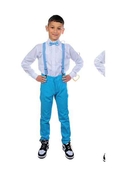 FATELLA Boy's Long Sleeve Shirt Linen Trousers Suspender Bow Tie Suit 23 April 29 October 10 November