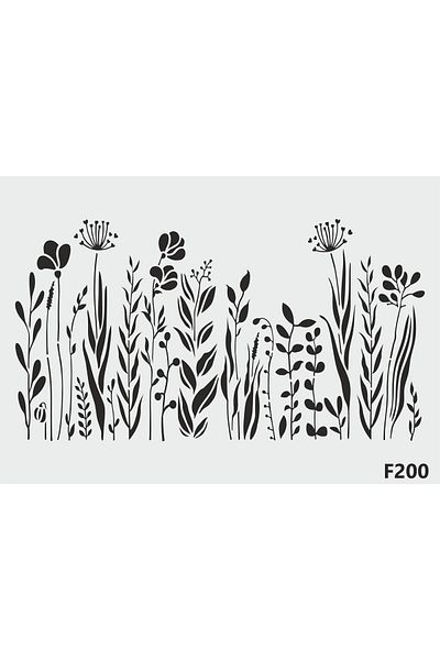 STENCİLTASARIM Stencil Design F200 Wild Flowers - Decorative Wall, Item, Tile, Fabric Painting Templates 50x70cm