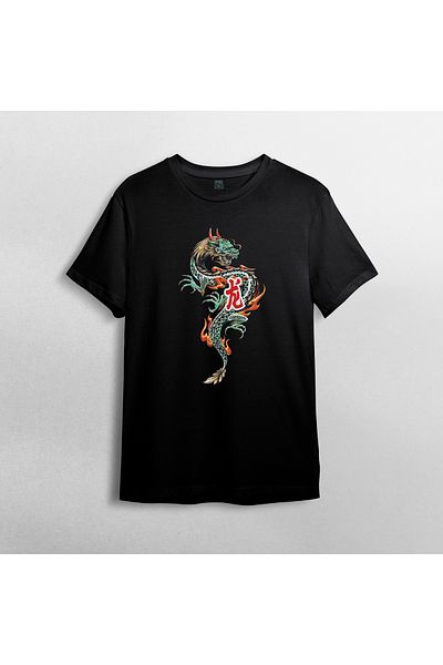 Pixxa Dragon - Dragon 100% Cotton Crew Neck T-shirt Μοντέλο - 1