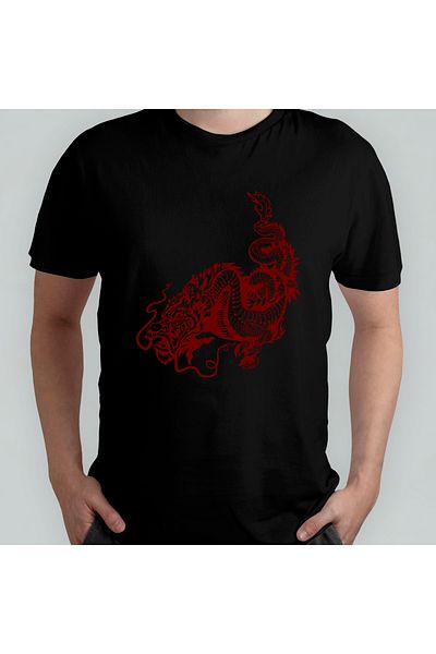 Pixxa Dragon - Dragon 100% Cotton Crew Neck T-shirt Μοντέλο - 3