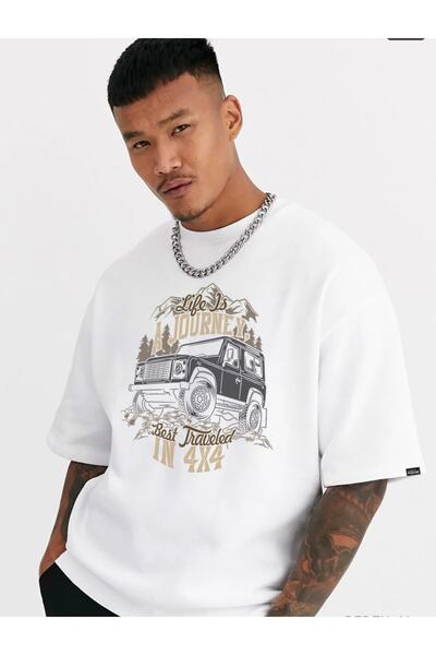 machiavelli Λευκό μπλουζάκι Journey με τύπωμα Oversize Unisex