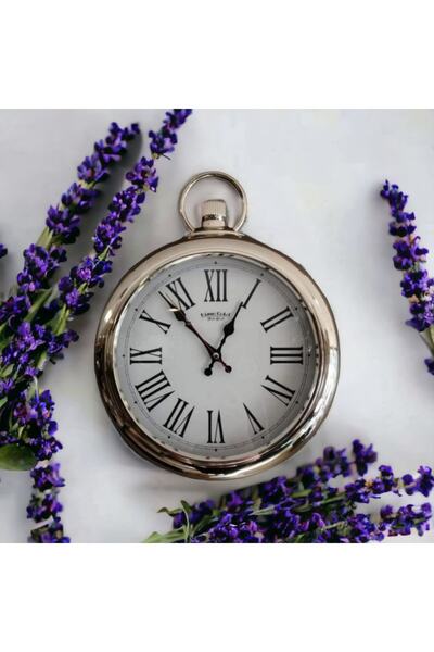 Bahat Gümüş Plastik Çerçeveli Salon Ofis Mutfak Duvar Saati 33 Cm