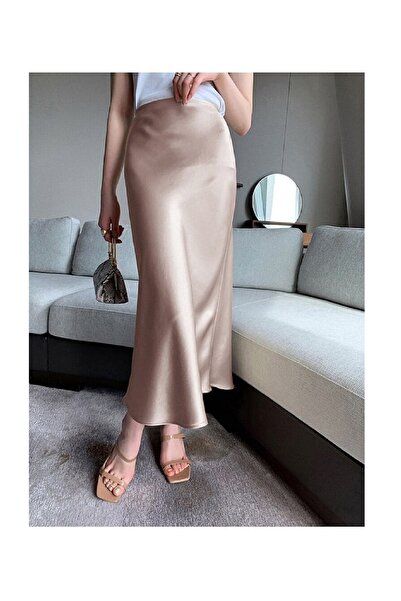 Mefa basic Parlak Saten Uzun Etek