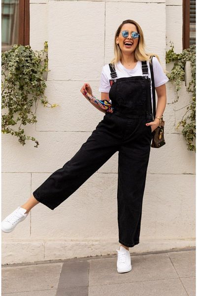 ARSUVAL Salopete de blugi Gardener Salopet Black Long Denim Salopet