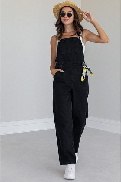 ARSUVAL Salopete de blugi Gardener Salopet Black Long Denim Salopet