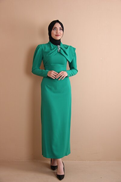 Puane Yakası Işleme Detaylı Benetton Kalem Elbise