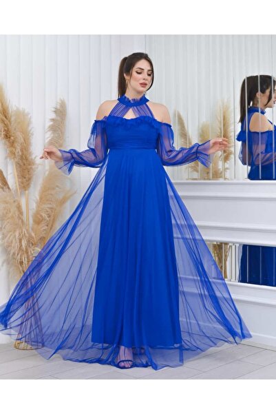 sarebutik Saks Tül Uzun Abiye Elbise