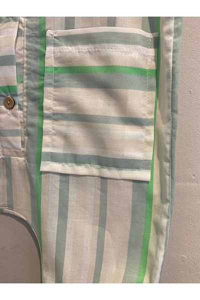 bohemiankids baby wear Green and White Striped Jumpsuit New