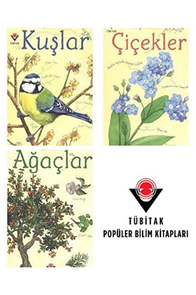 Tübitak Yayınları مجموعة بطاقات الطبيعة الطيور والزهور والأشجار (صندوق 3 قطع)