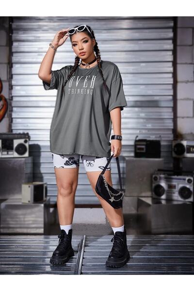 mercoledi Dimljeno Oversize kroj T-shirt Preko Štampano