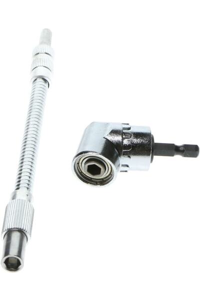 Depolife 105 Derece 1/4 Inç Dik Açılı Matkap Adaptörü Altıgen Şaftlı Tornavid...