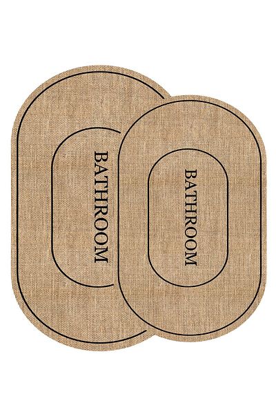 Decomia Home Set de toaletă digital pentru baie, cu aspect de iută, lavabil, antiderapant