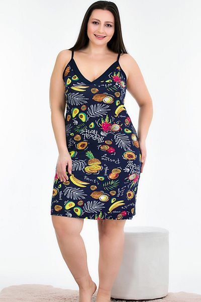 Jenny Daphne Cămașă de noapte cu tunică Battal Plus Size 8716