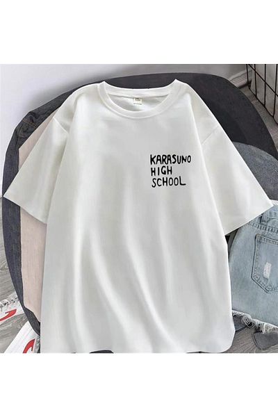 Touz Μπλουζάκι Karasuno High School με στάμπα λευκό Unisex Oversize