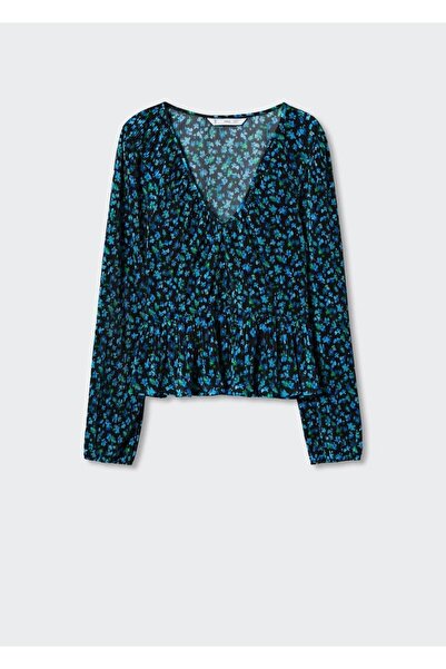 MANGO Woman Desenli Pilili Bluz