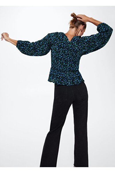 MANGO Woman Desenli Pilili Bluz